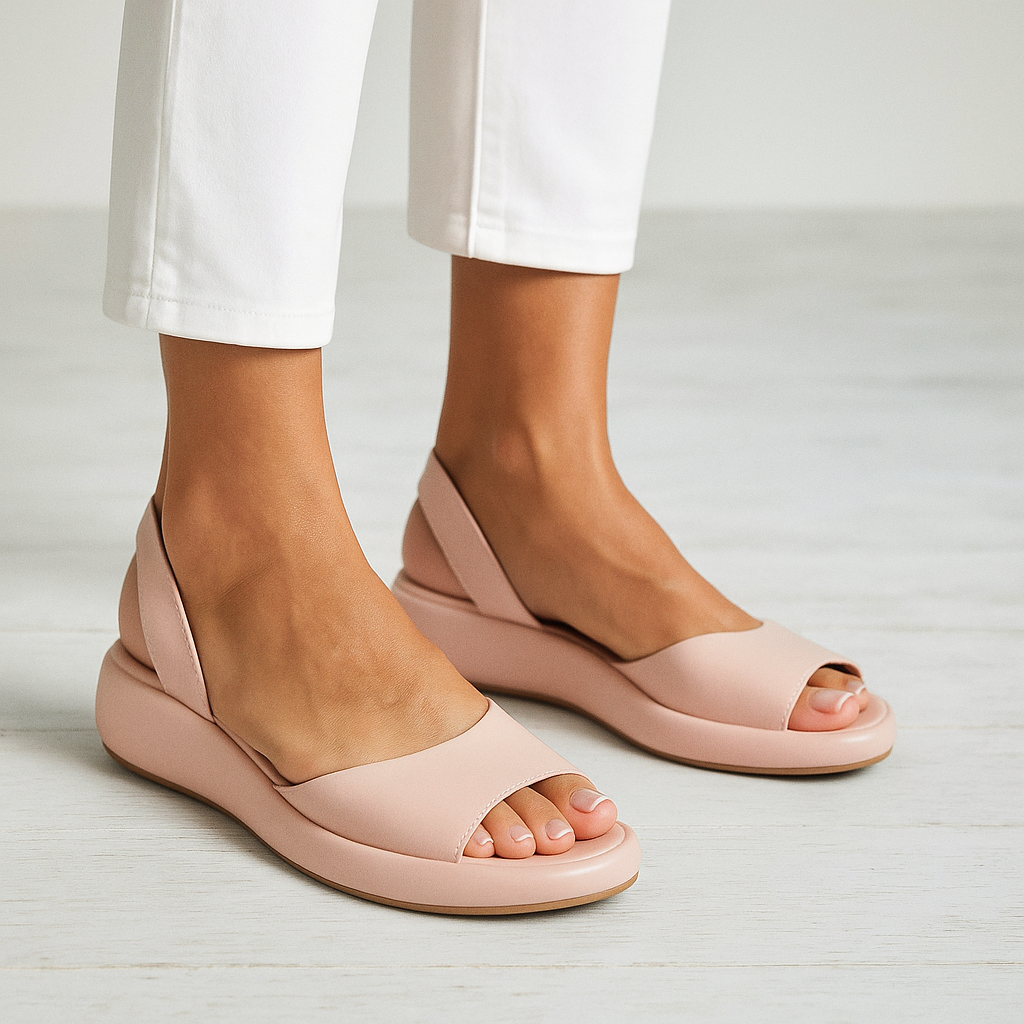 Open-Toe Slingback Low Wedge Sandals