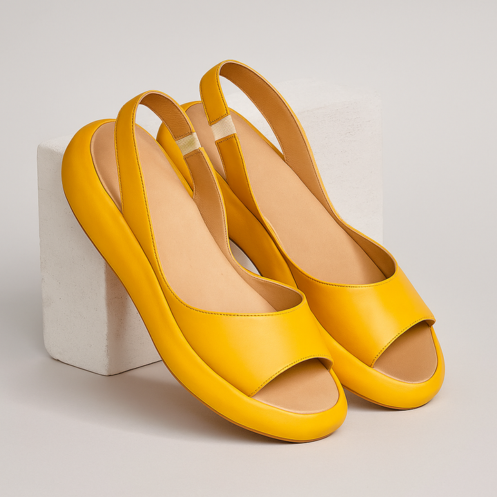 Open-Toe Slingback Low Wedge Sandals