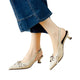 Pointed Toe Slingback Low Heels with Bow