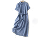 Short Sleeve Midi Dress with Button Front