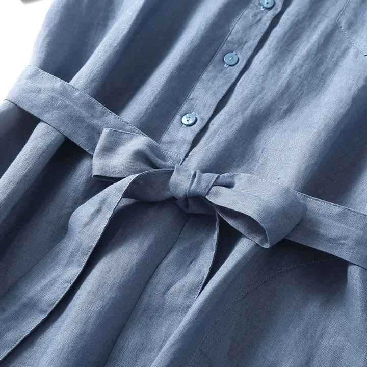 Short Sleeve Midi Dress with Button Front