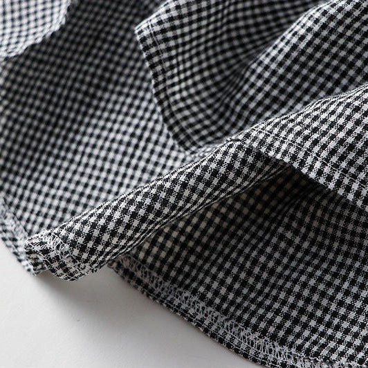 Short Sleeve Plaid Midi Dress with Button Front