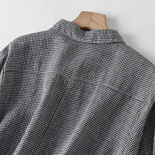 Short Sleeve Plaid Midi Dress with Button Front