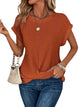 Short Sleeve Textured Knit Crew Neck Blouse