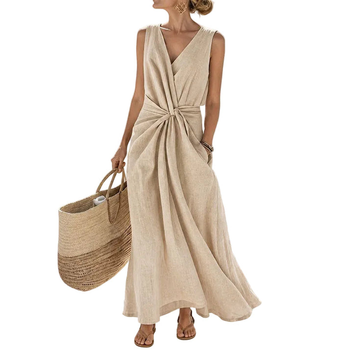 Sleeveless Twist-Front Midi Dress
