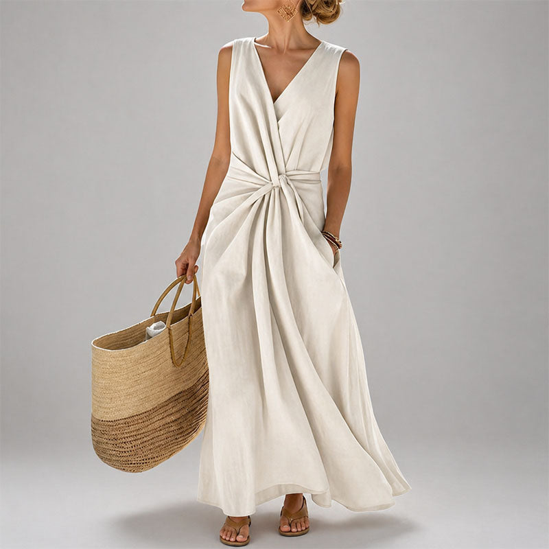 Sleeveless Twist-Front Midi Dress