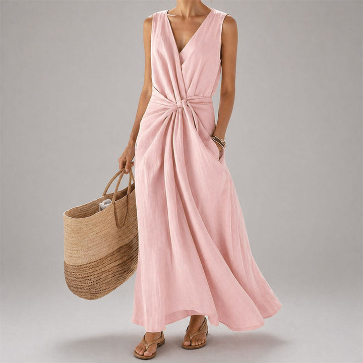 Sleeveless Twist-Front Midi Dress