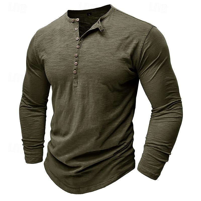 Classic Long-Sleeve Henley Shirt