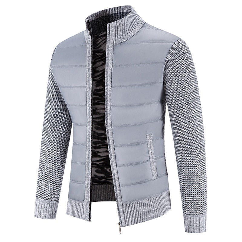 Zip-Front Stand Collar Cardigan