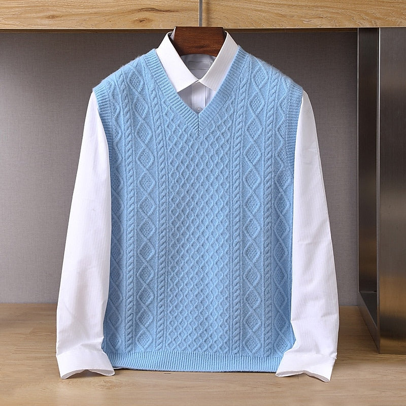 Cable-Knit V-Neck Sweater Vest