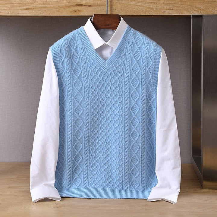 Cable-Knit V-Neck Sweater Vest