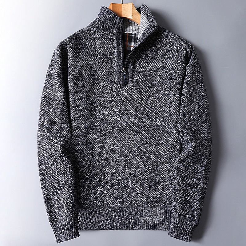 Quarter-Zip Stand Collar Sweater