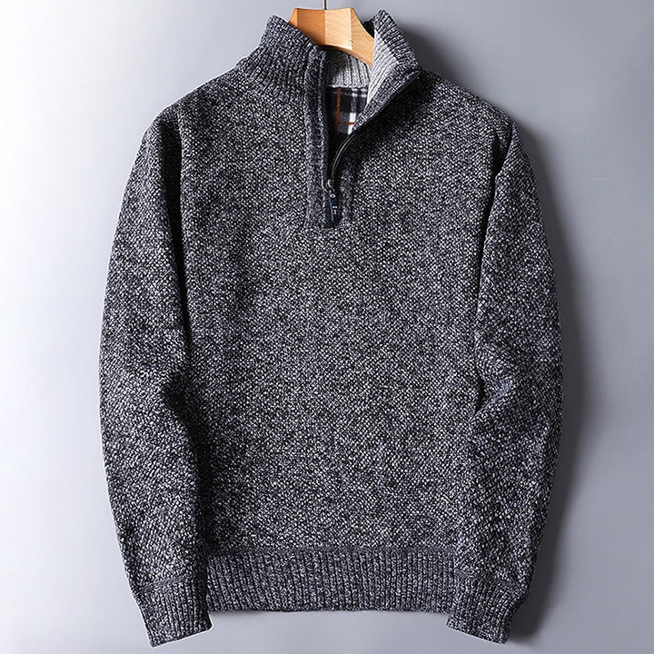 Quarter-Zip Stand Collar Sweater