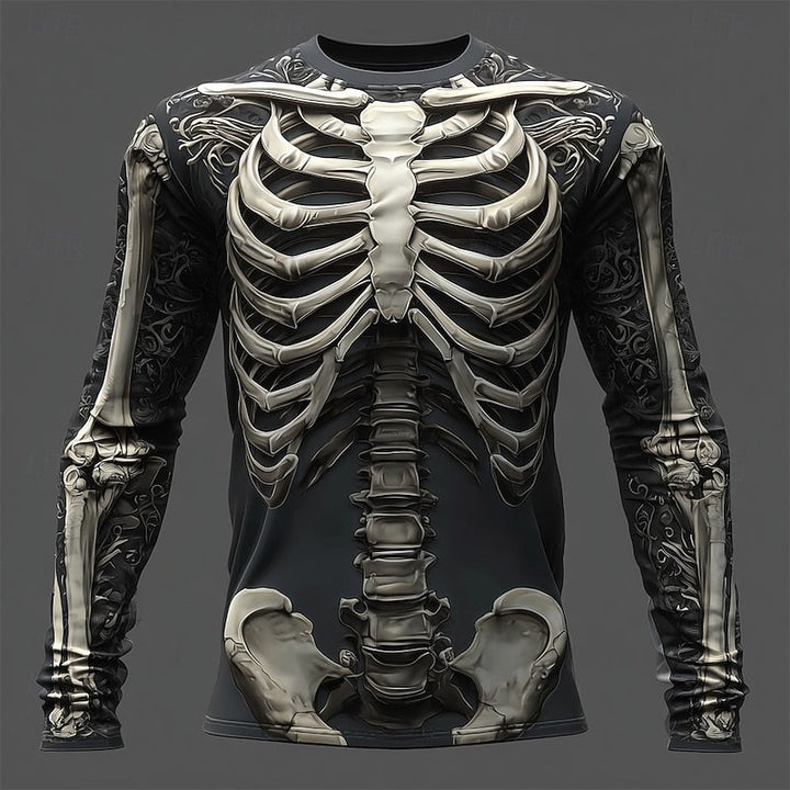 Flame Skeleton Long-Sleeve Halloween Shirt