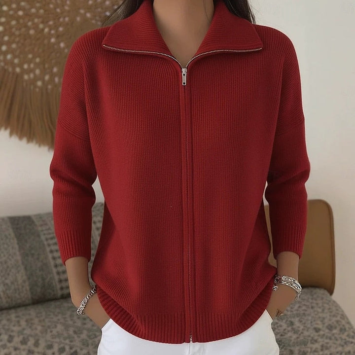 Stand Collar Zip Cardigan