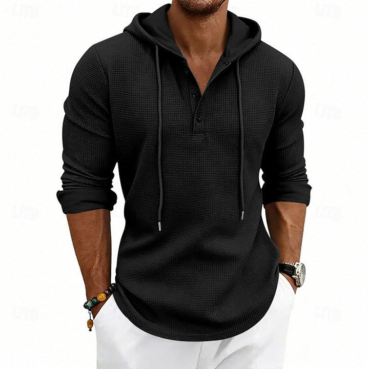 Relaxed Hooded Henley Shirt