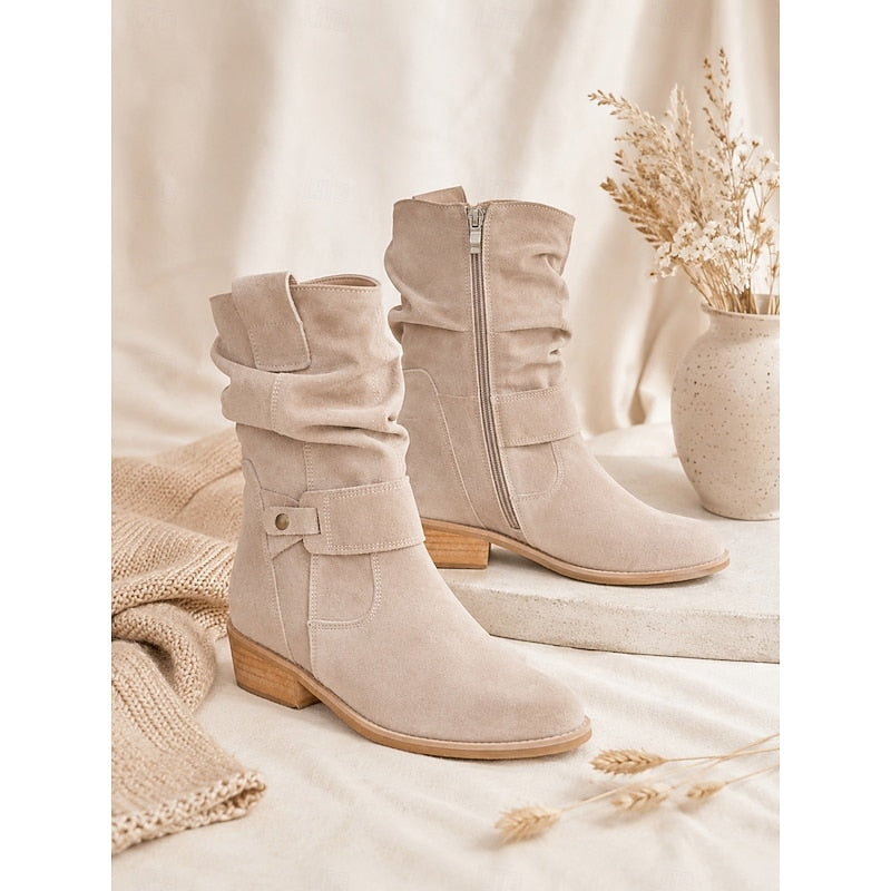 Slouchy Buckle Ankle Boots