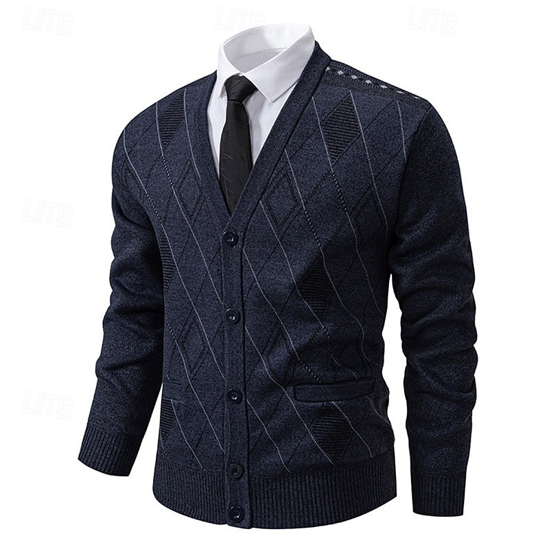 Refined Argyle Cardigan