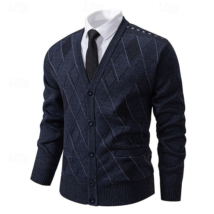 Refined Argyle Cardigan