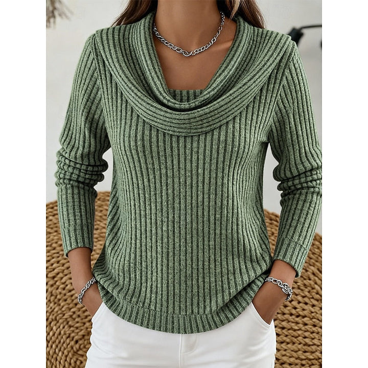 Cowl-Neck Ribbed Top