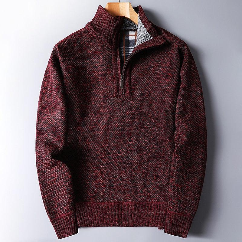 Quarter-Zip Stand Collar Sweater