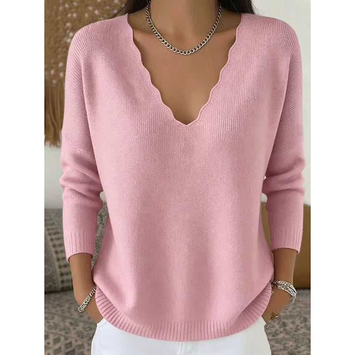 Scalloped V-Neck Halloween Sweater