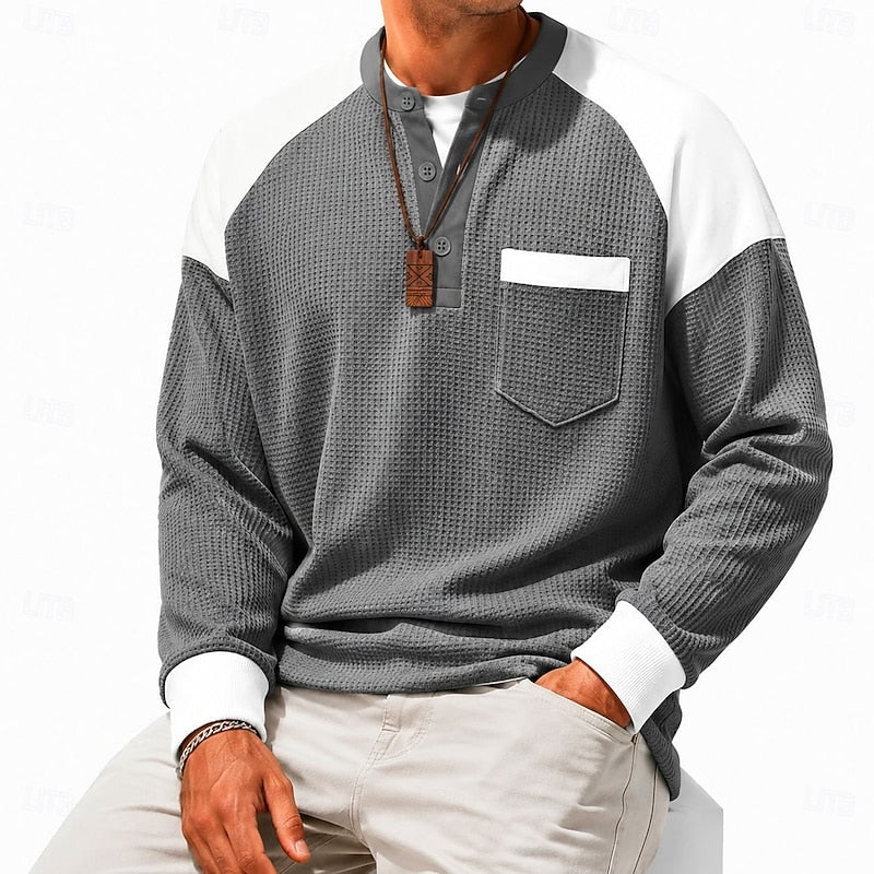 Colorblock Long-Sleeve Henley