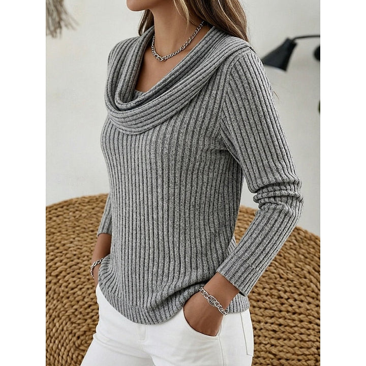 Cowl-Neck Ribbed Top