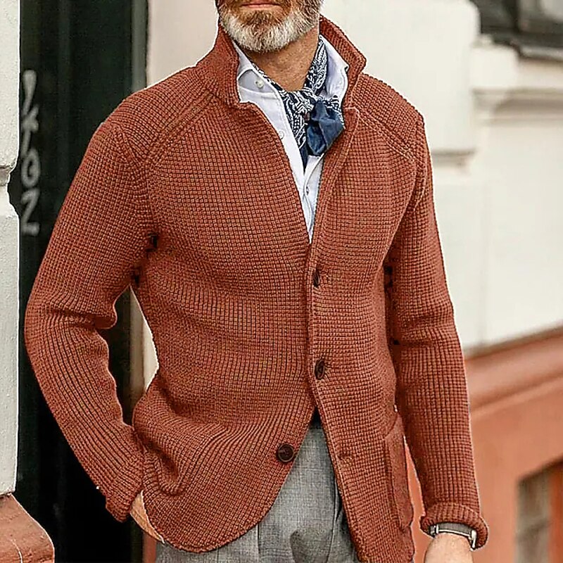 Textured Stand-Collar Cardigan
