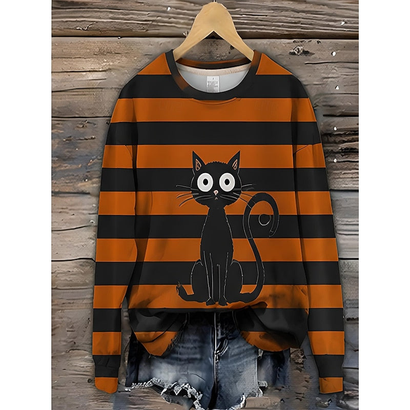Playful Halloween Striped Sweatshirt