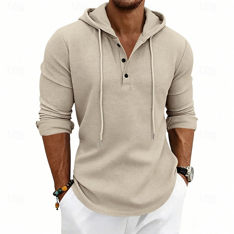 Relaxed Hooded Henley Shirt