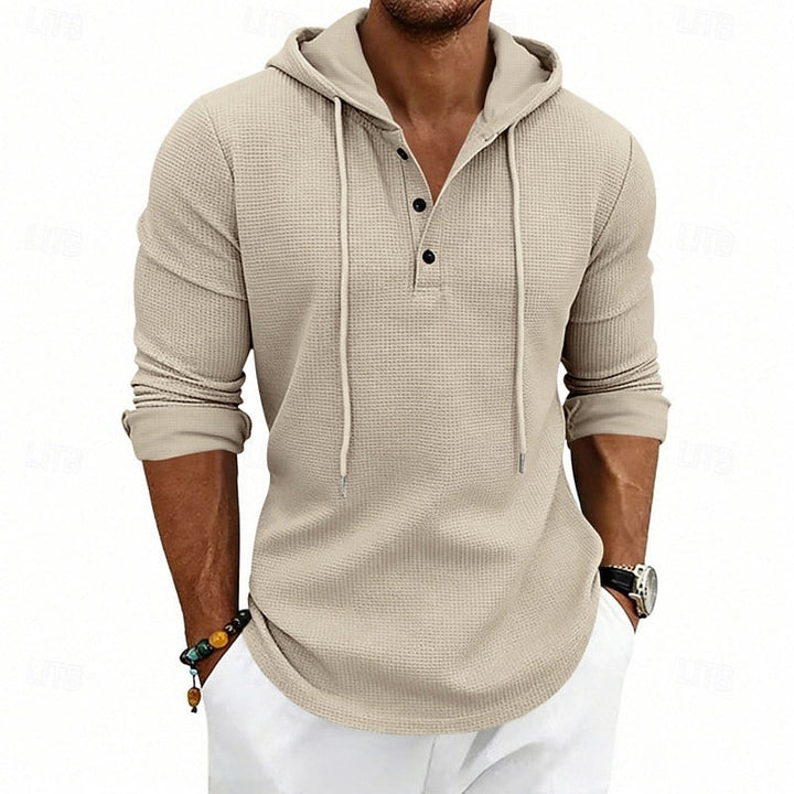 Relaxed Hooded Henley Shirt