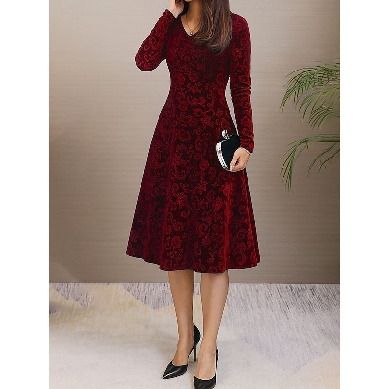 Floral A-Line Midi Dress