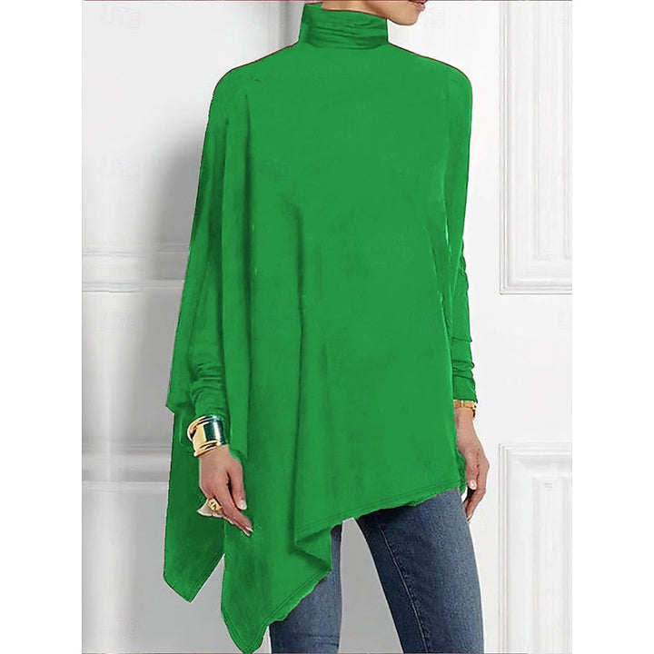 Draped Asymmetrical Turtleneck Top
