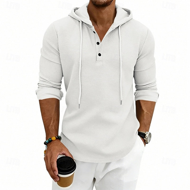 Relaxed Hooded Henley Shirt