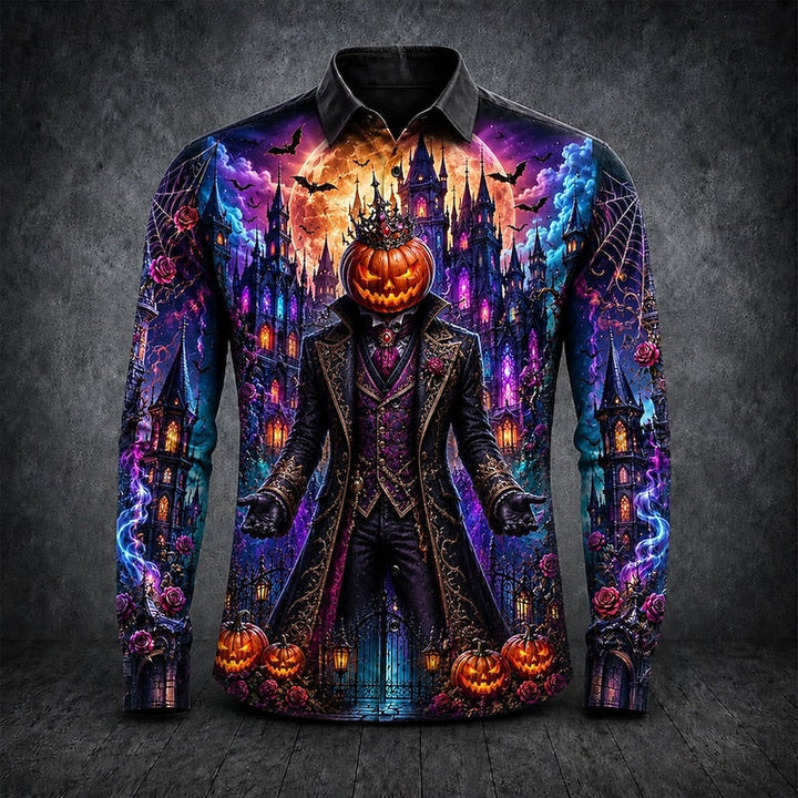 Halloween Gothic Print Long-Sleeve Shirt