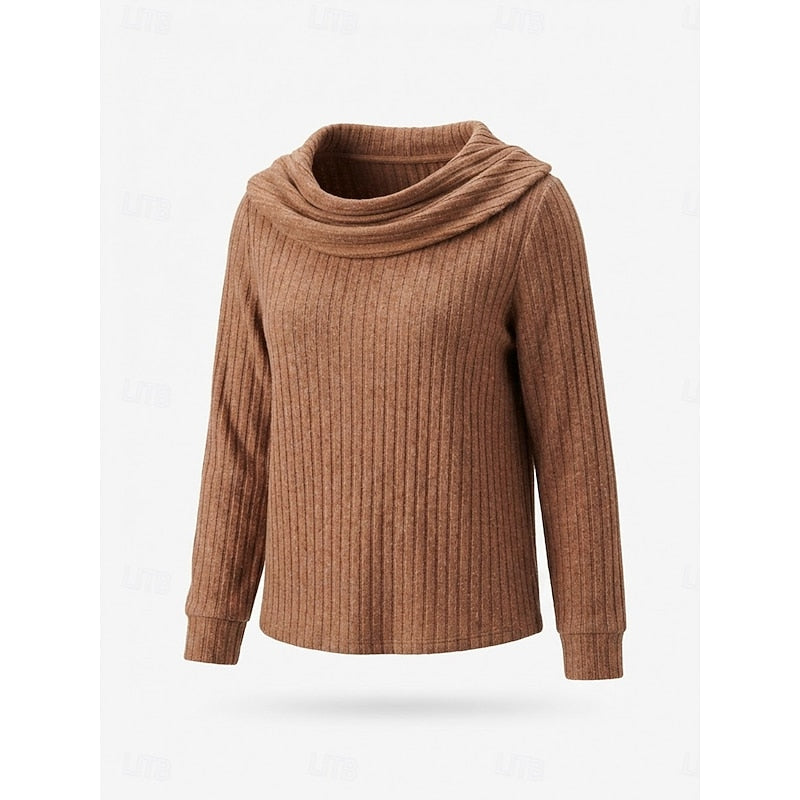 Cowl-Neck Ribbed Top