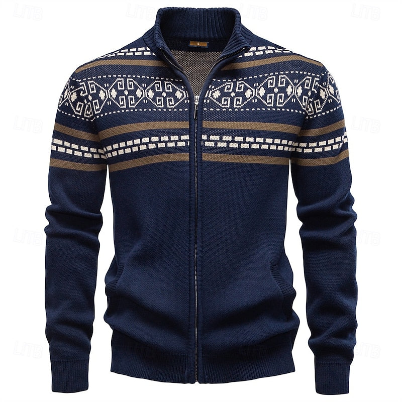 Fair Isle Zip-Up Cardigan