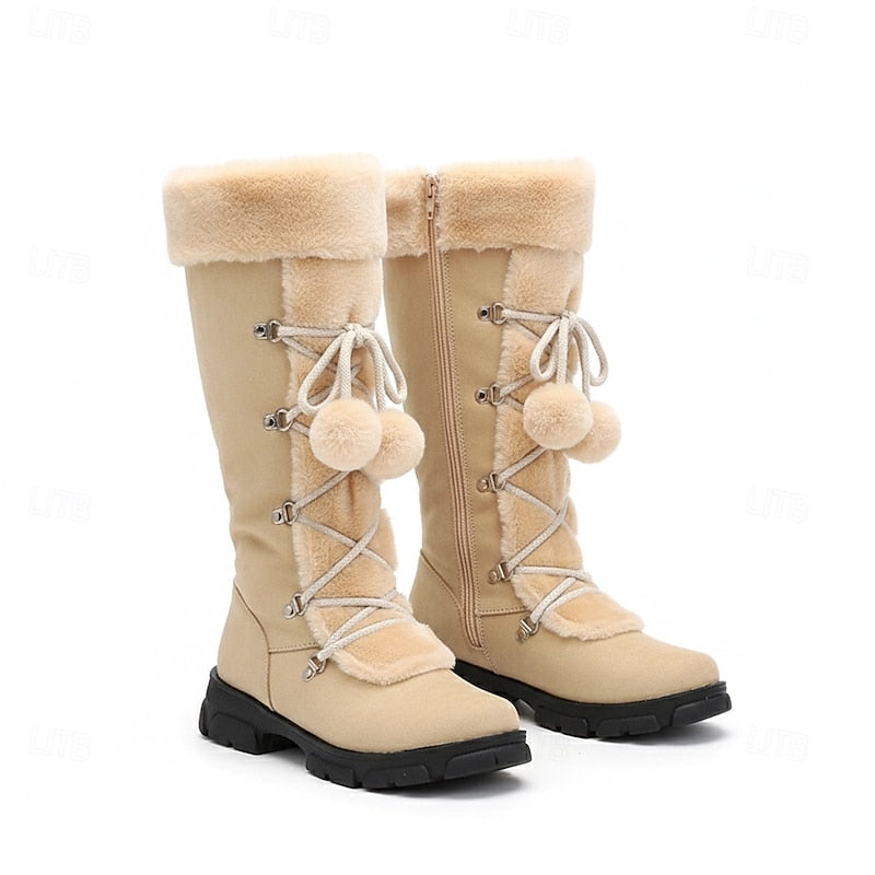 Lace-Up Winter Boots with Faux Fur