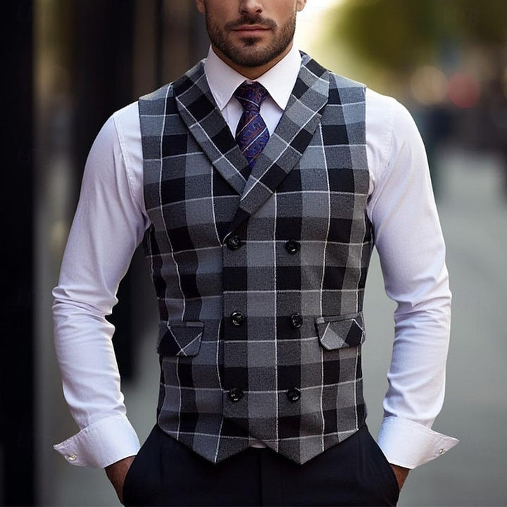 Refined Plaid Vest