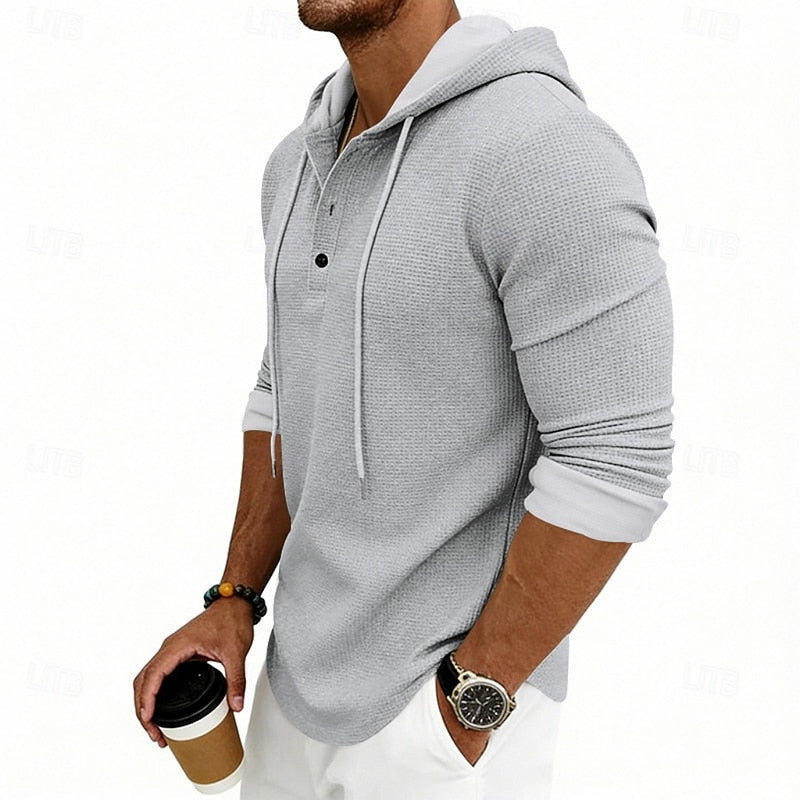 Relaxed Hooded Henley Shirt