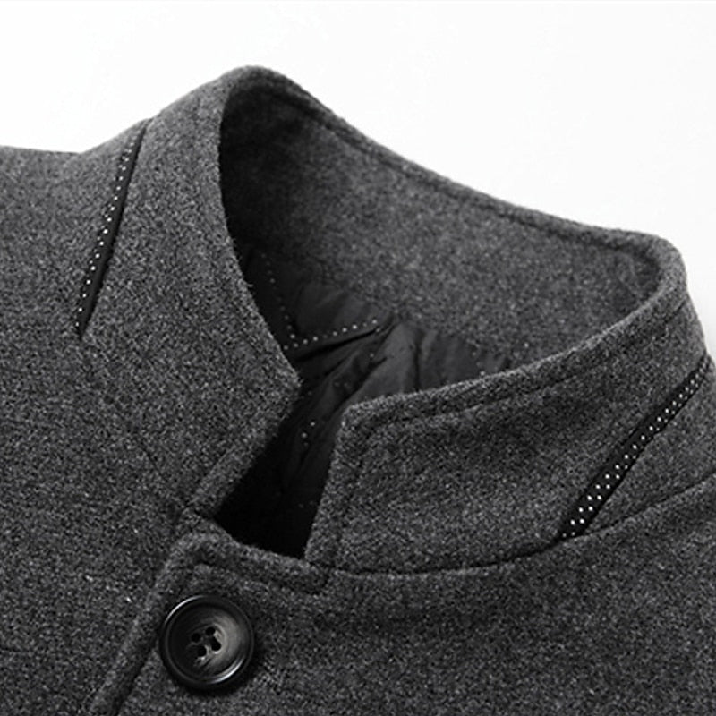 Refined Stand-Collar Overcoat