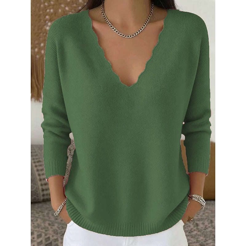 Scalloped V-Neck Halloween Sweater