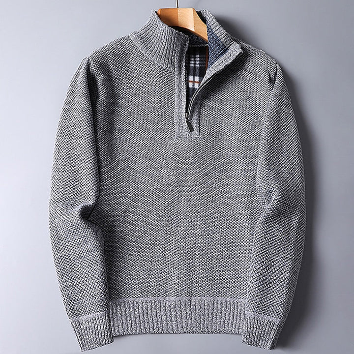 Quarter-Zip Stand Collar Sweater