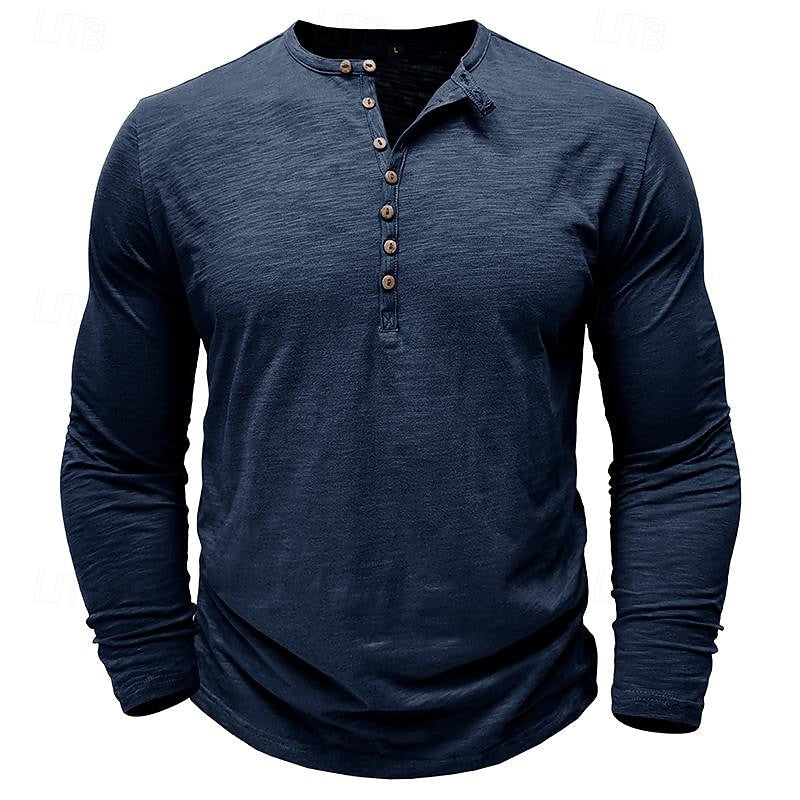 Classic Long-Sleeve Henley Shirt