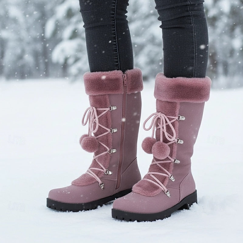 Lace-Up Winter Boots with Faux Fur