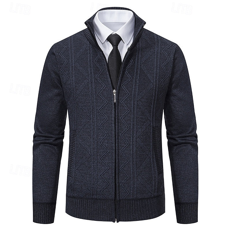 Textured Zip-Up Cardigan