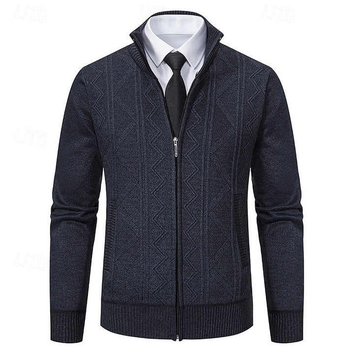 Textured Zip-Up Cardigan