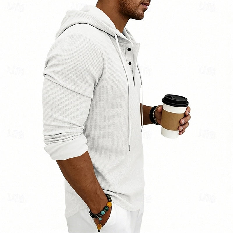 Relaxed Hooded Henley Shirt