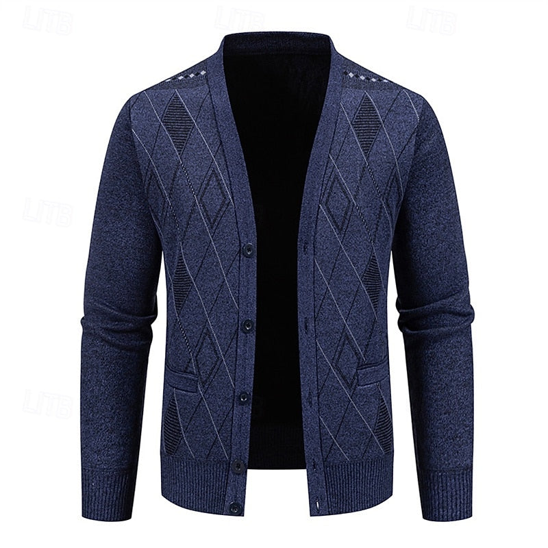 Refined Argyle Cardigan